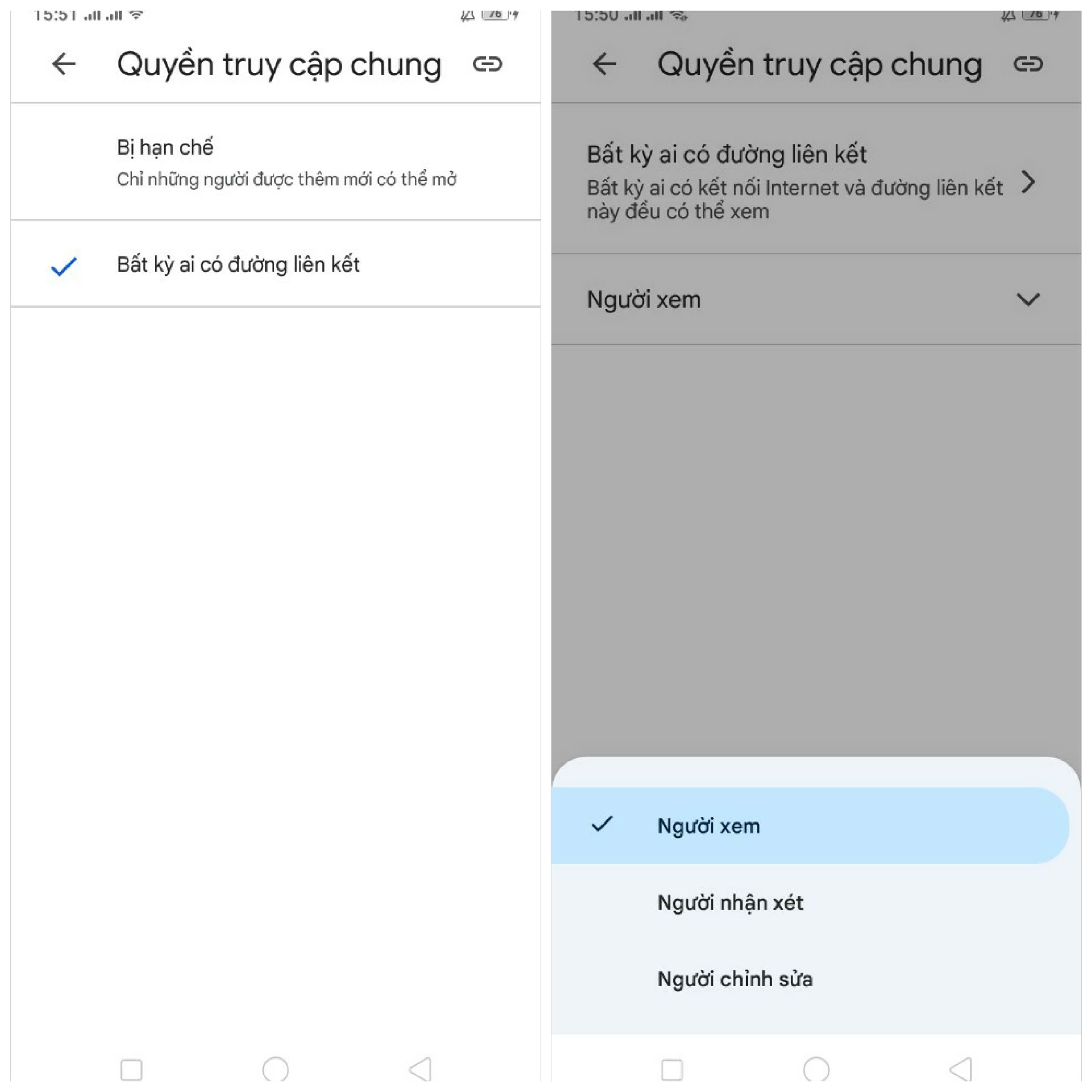 Hướng dẫn cách chia sẻ Google Drive qua Zalo trên điện thoại bước 3